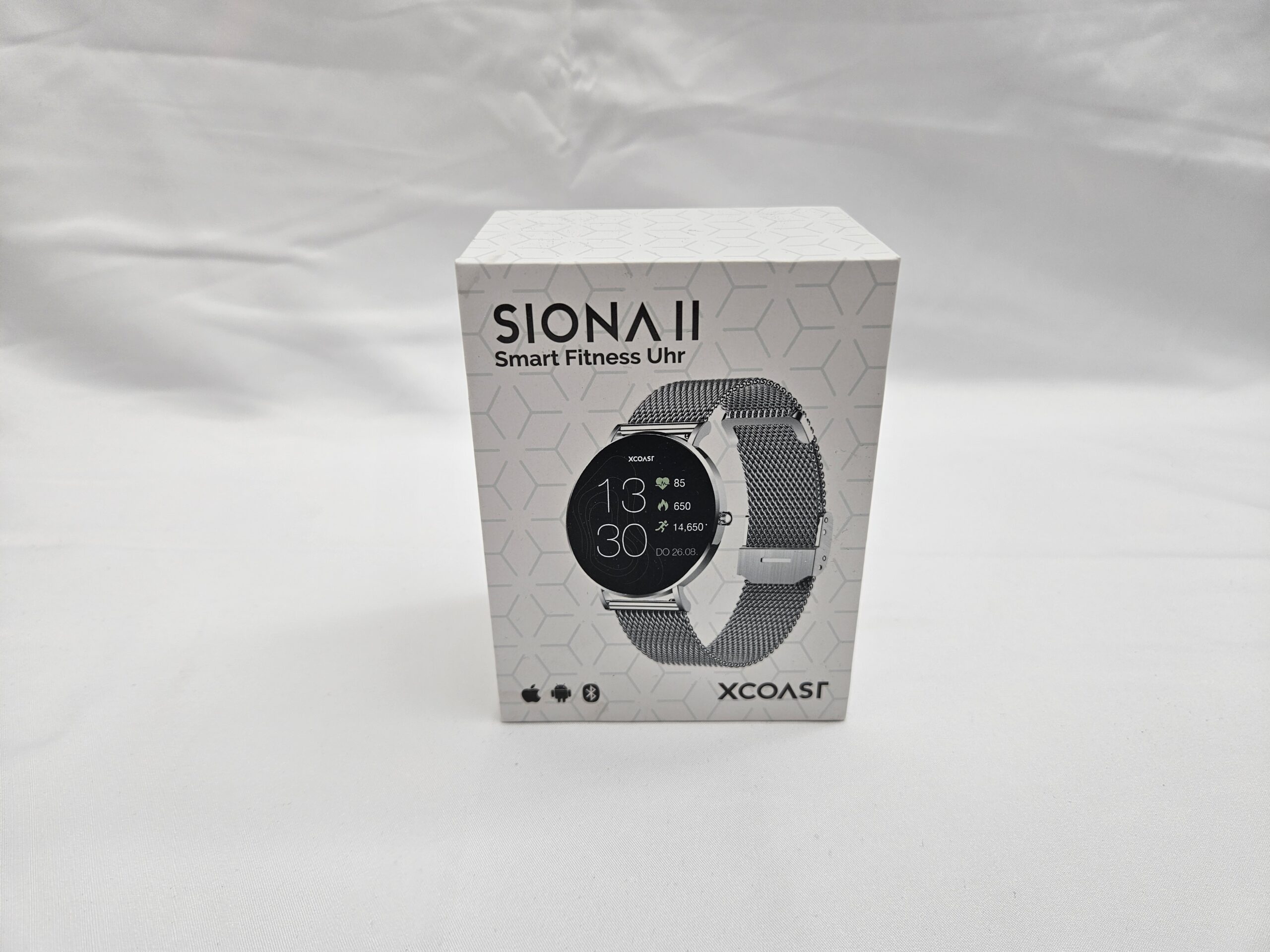 XCOAST SIONA II – dámske smart hodinky so strieborným kovovým remienkom