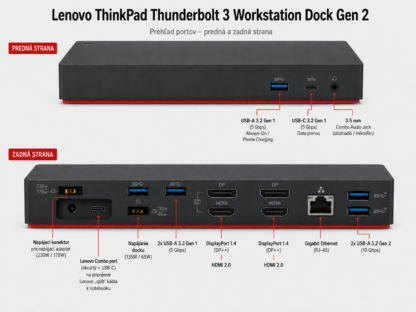 Lenovo ThinkPad Thunderbolt 3 Workstation Dock Gen 2 (40AN) – dokovacia stanica 230 W pre 3 monitory 4K