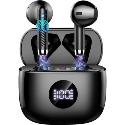 Jxrev J53 – True Wireless slúchadlá s ENC mikrofónmi, LED displejom a puzdrom 400 mAh, čierne